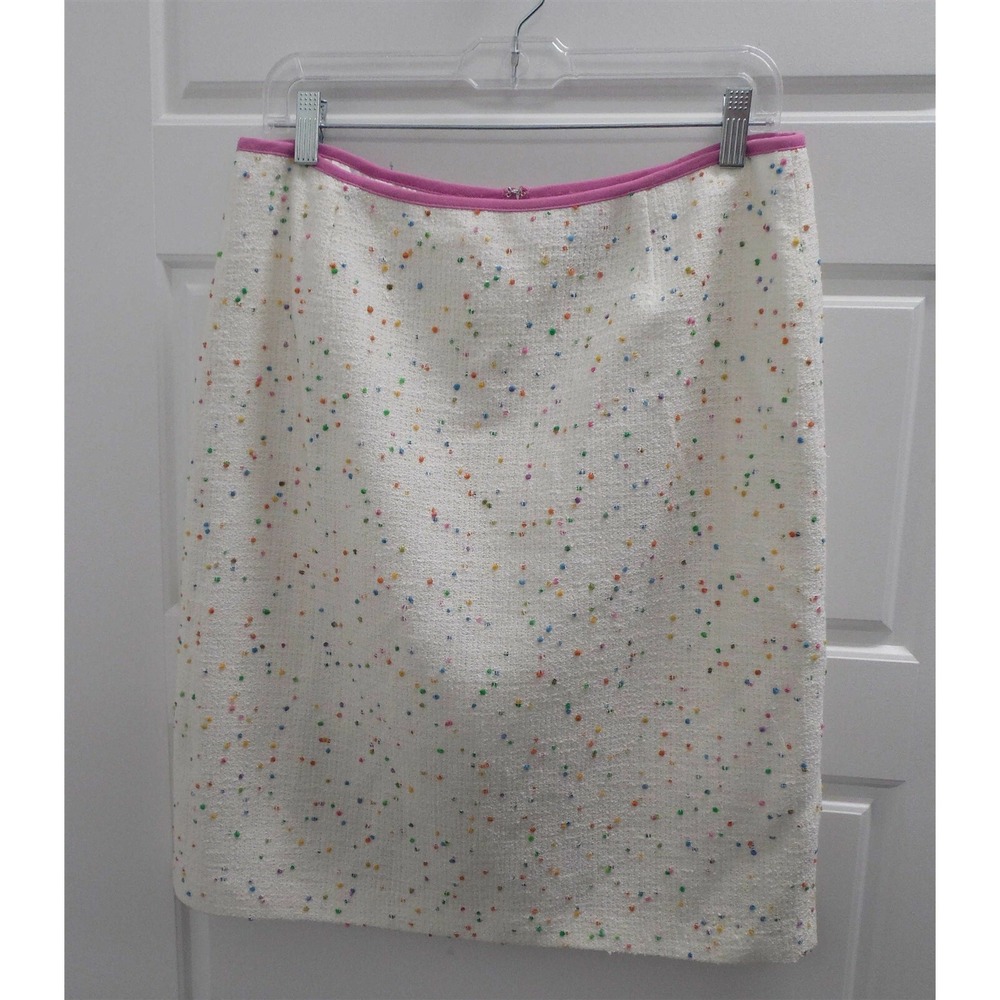 David Meister USA White Confetti Cotton Blend Skirt sz 12